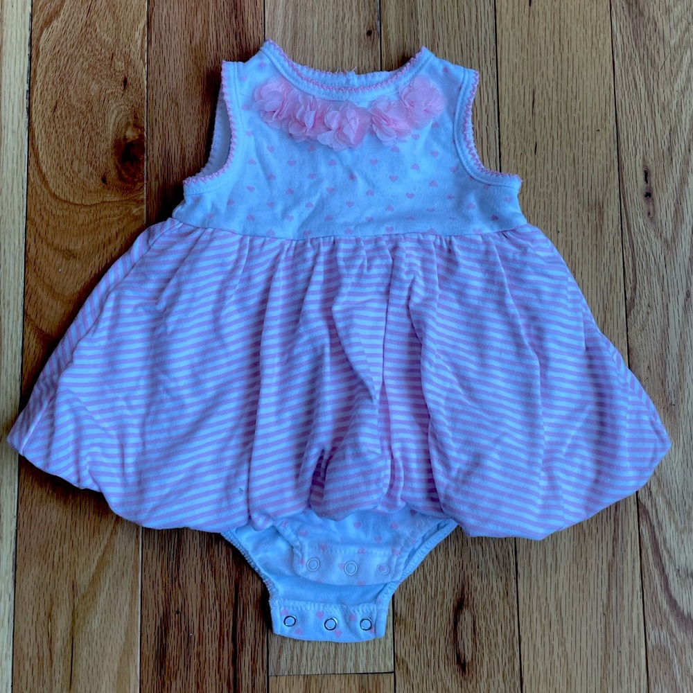 Little Me heart print 3-6 month skirted bodysuit